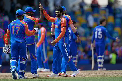 Indian players celebrate win against Afghanistan